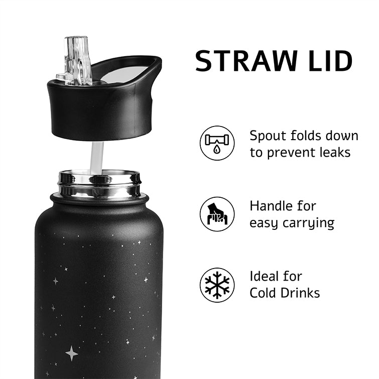 Stainless Steel Sipper Bottle - 1L Black